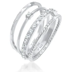 Elli "Stapelring 4er Set | Kristall (Weiß)< Ringe|Vergoldet