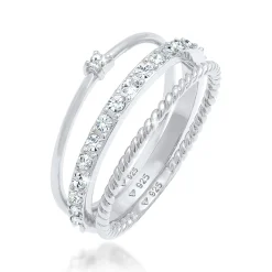 Elli "Stapelring 3er Set | Kristalle (Weiß)< Silber|Ringe