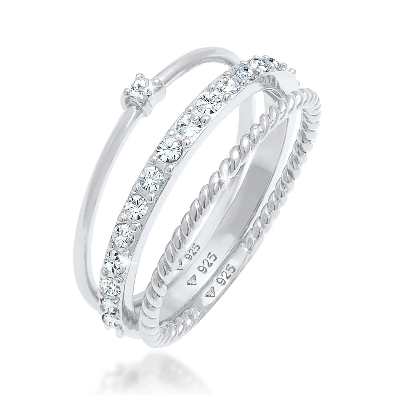 Elli "Stapelring 3er Set | Kristalle (Weiß)< Silber|Ringe