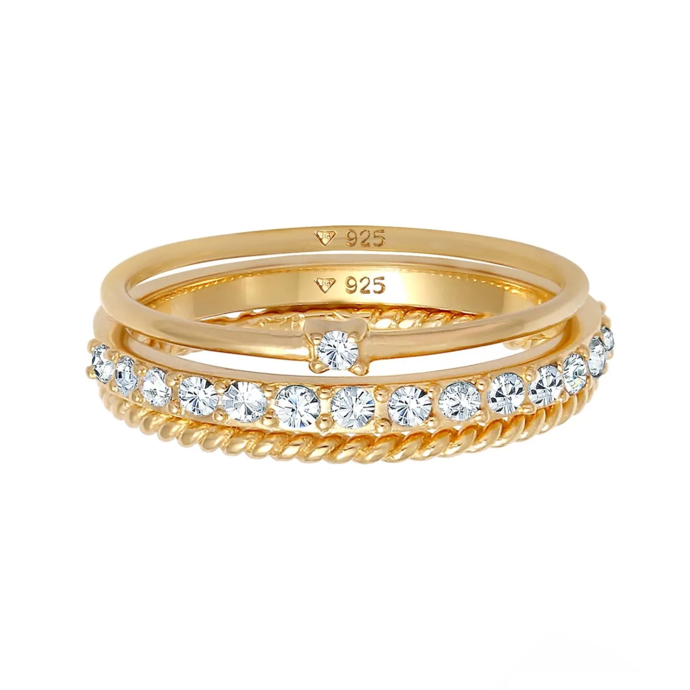 Elli "Stapelring 3er Set | Kristalle (Weiß)< Silber|Ringe