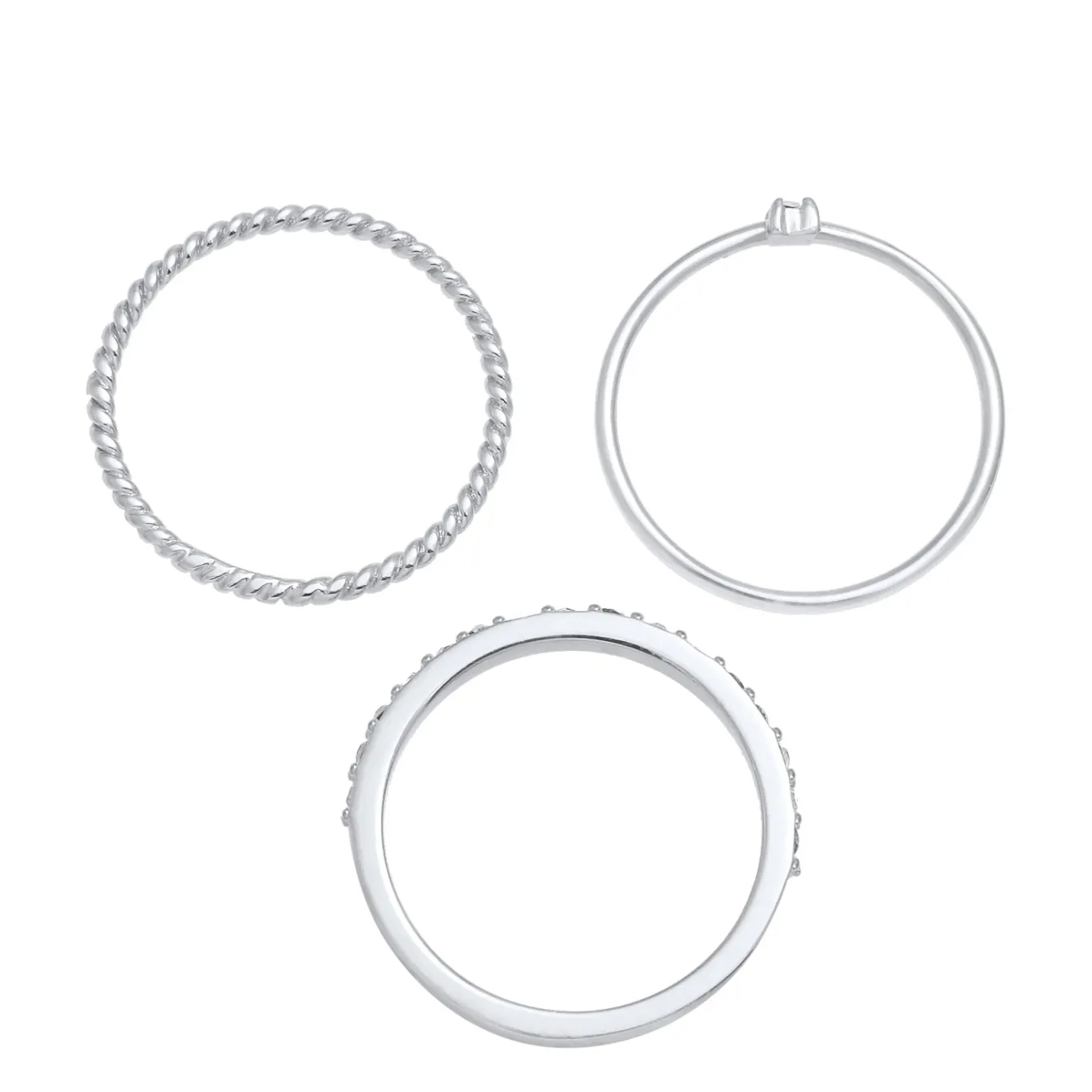 Elli "Stapelring 3er Set | Kristalle (Weiß)< Silber|Ringe