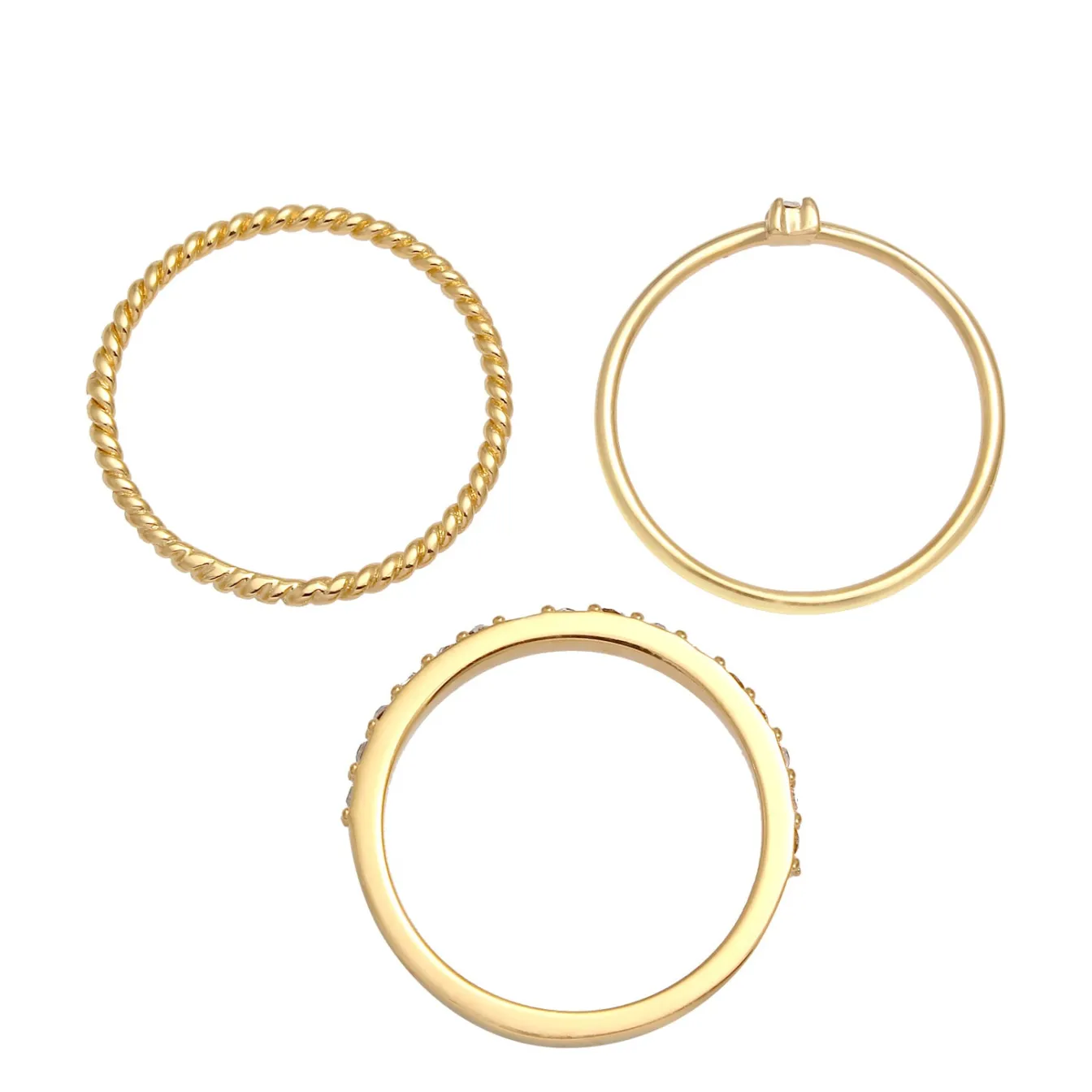 Elli "Stapelring 3er Set | Kristalle (Weiß)< Silber|Ringe