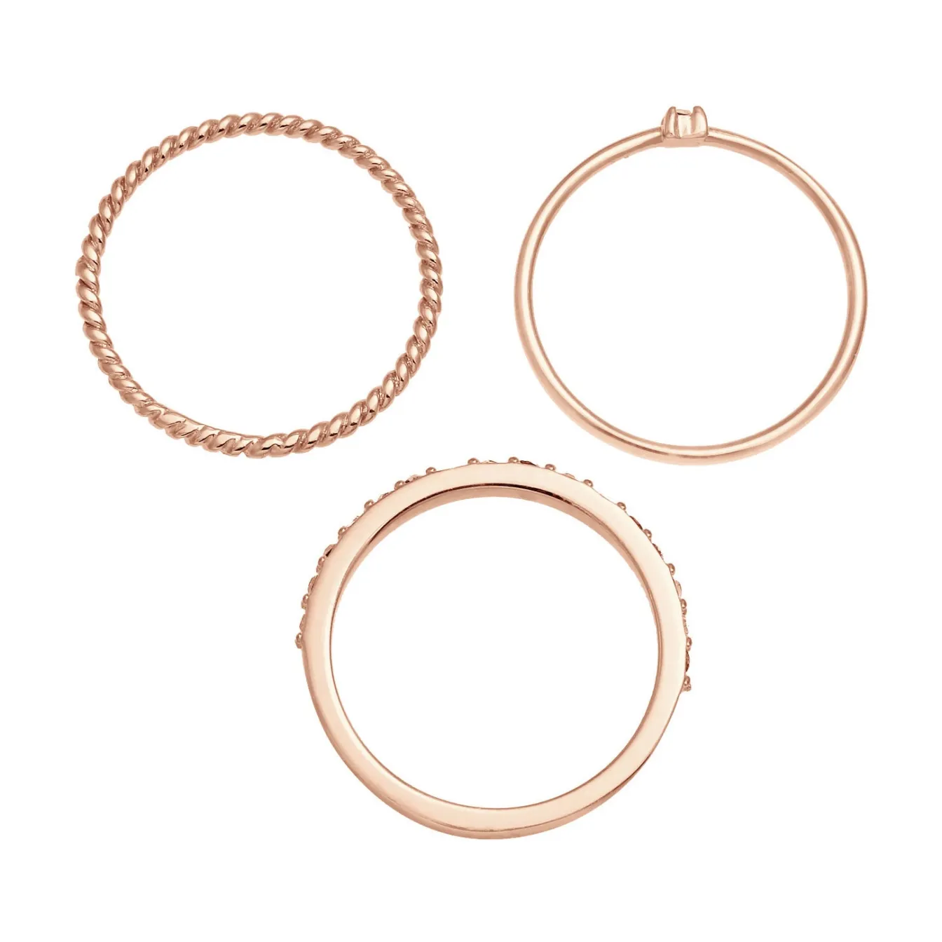 Elli "Stapelring 3er Set | Kristalle (Weiß)< Silber|Ringe
