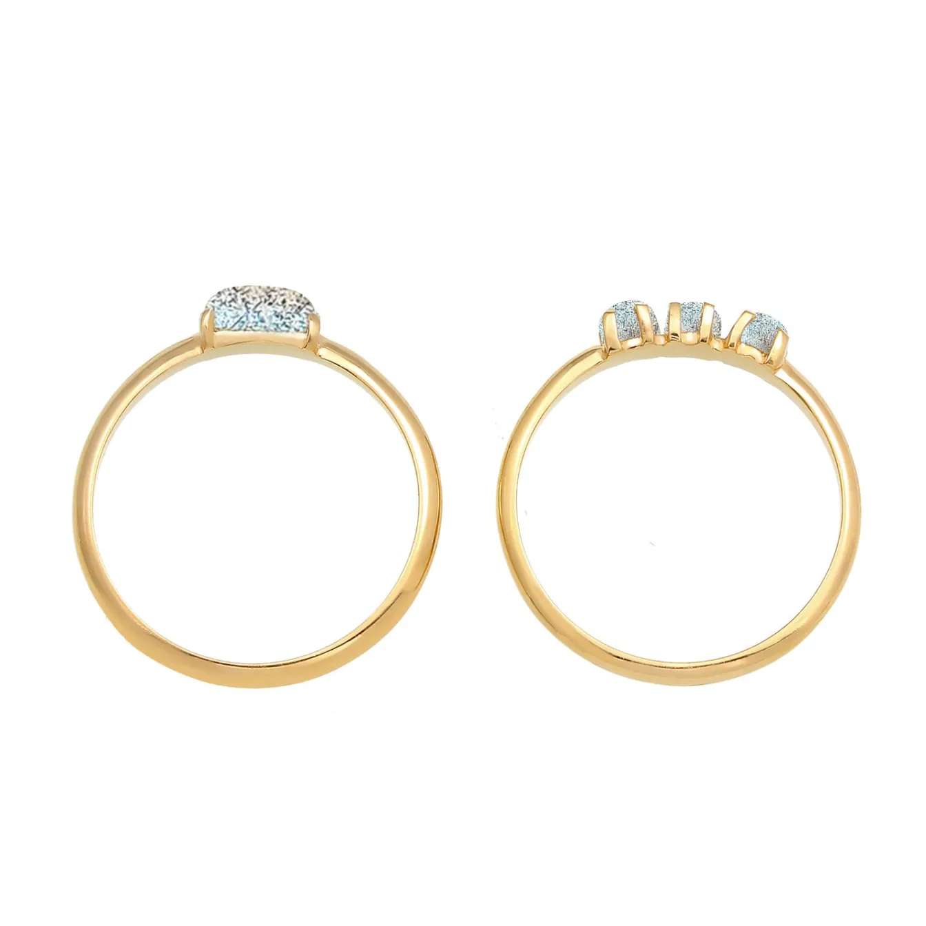 Elli "Stapelring 2er Set | Labradorit ( Grau )< Ringe|Vergoldet