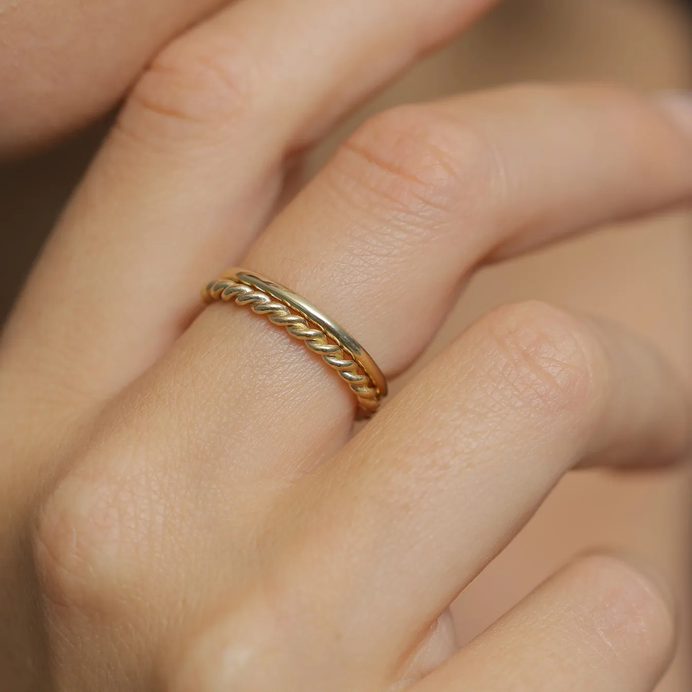 Elli "Stapelring 2er Set Twisted< Ringe|Vergoldet