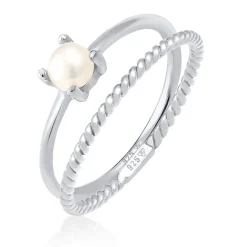 Elli "Stapelring 2er Set Twisted | Süßwasserperle< Perlen|Ringe