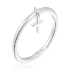 Elli "Stapelring Kreuz Anhänger | Süßwasserzuchtperle< Vergoldet|Symbol-schmuck