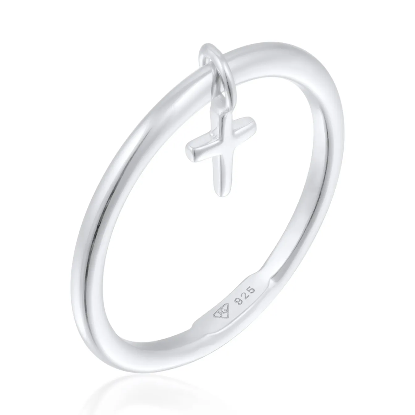 Elli "Stapelring Kreuz Anhänger | Süßwasserzuchtperle< Vergoldet|Symbol-schmuck