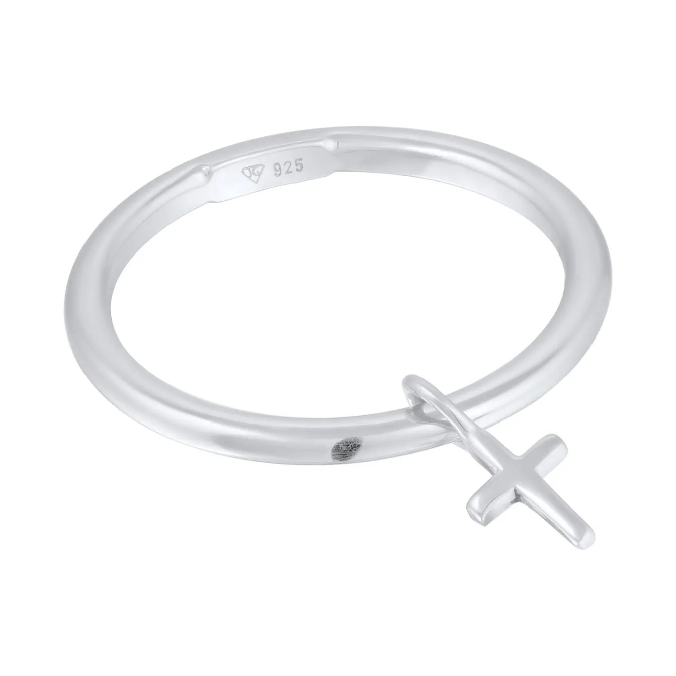 Elli "Stapelring Kreuz Anhänger | Süßwasserzuchtperle< Vergoldet|Symbol-schmuck