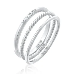Elli "Stapelring Set | Zirkonia (Weiß)< Roségold|Ringe