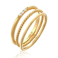 Elli "Stapelring Set | Zirkonia (Weiß)< Roségold|Ringe