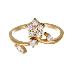 Elli "Statement Ring Blume | Zirkonia (Weiß)< Vergoldet|Symbol-schmuck