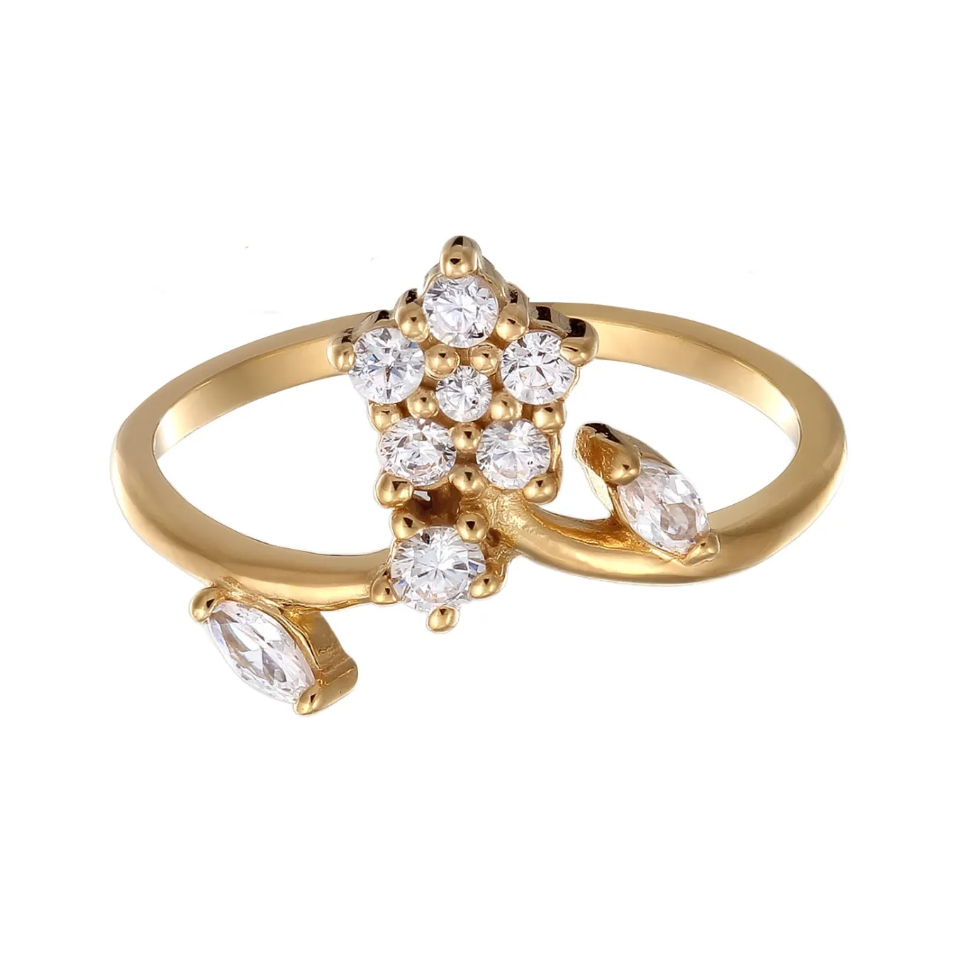 Elli "Statement Ring Blume | Zirkonia (Weiß)< Vergoldet|Symbol-schmuck
