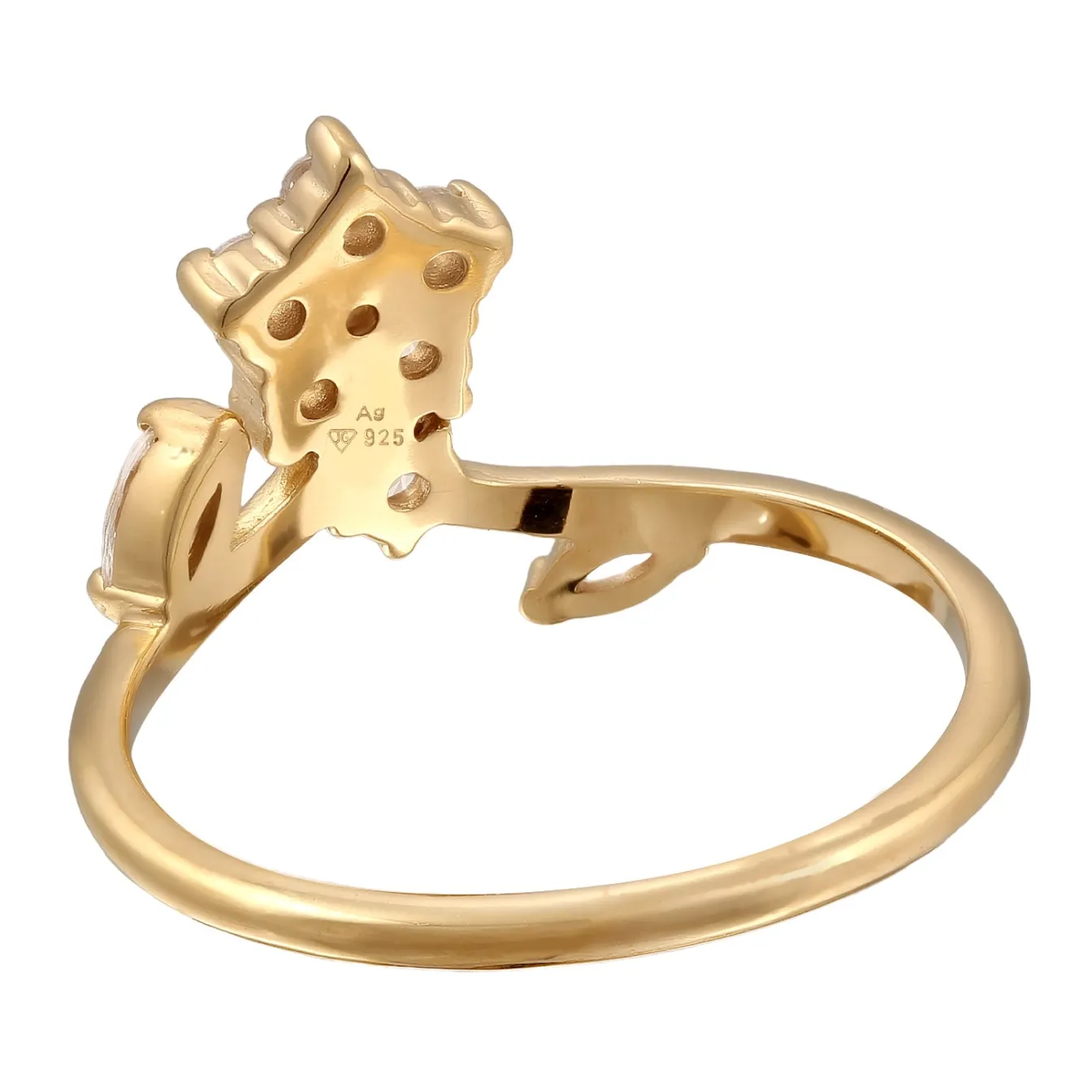 Elli "Statement Ring Blume | Zirkonia (Weiß)< Vergoldet|Symbol-schmuck