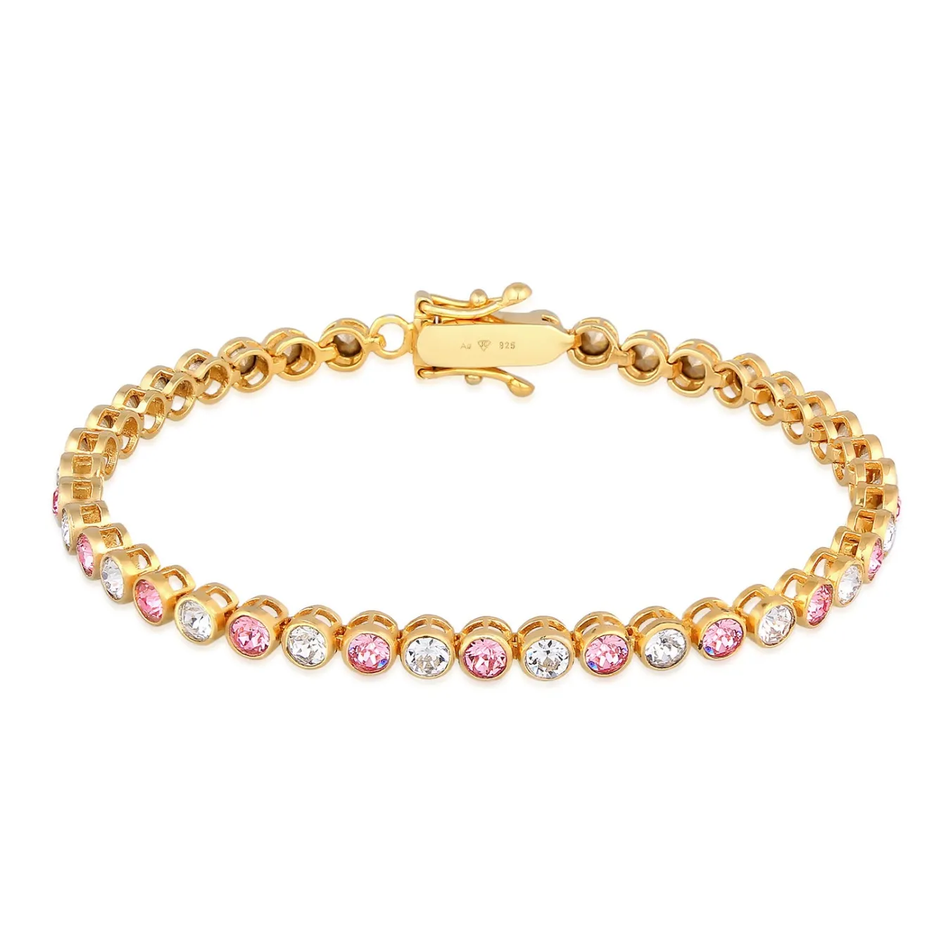 Elli "Tennisarmband | Kristall (Weiß & Rosa)< Armbänder|Silber