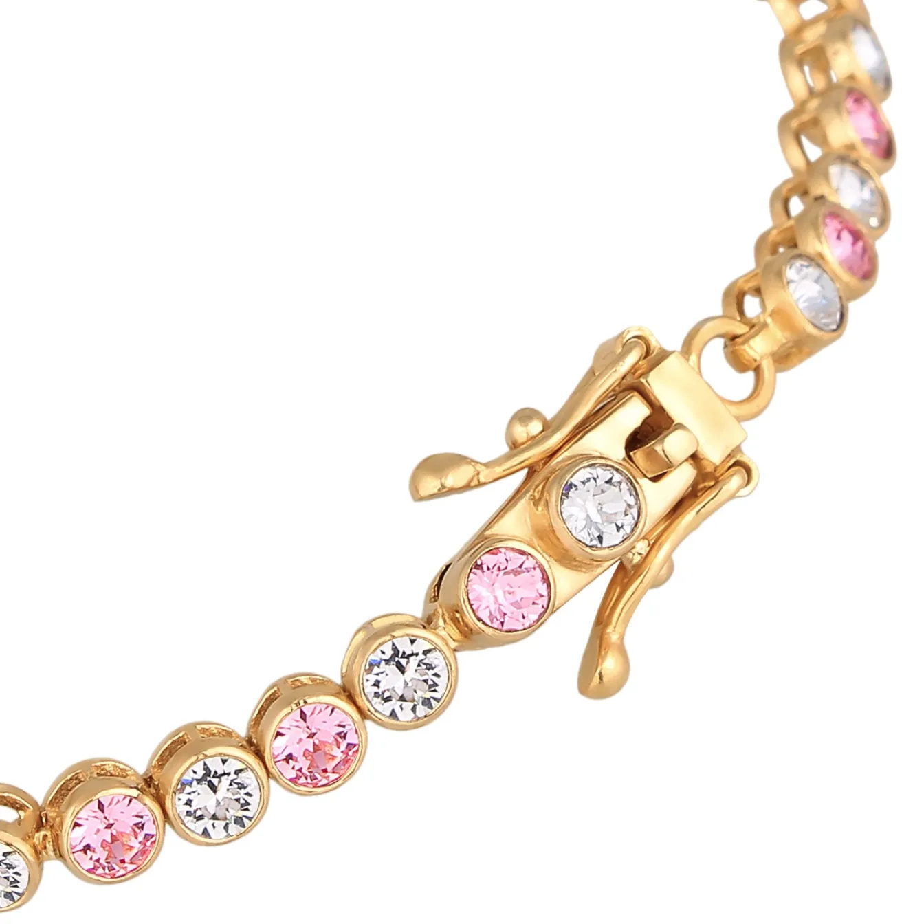 Elli "Tennisarmband | Kristall (Weiß & Rosa)< Armbänder|Silber