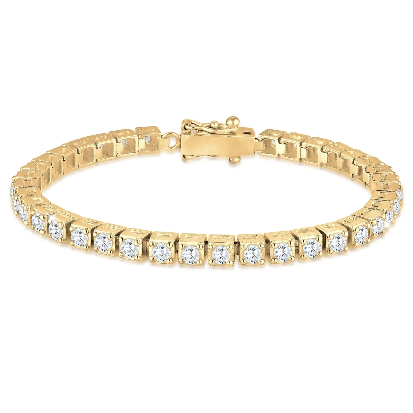 Elli "Tennisarmband | Zirkonia (Weiß)< Armbänder|Vergoldet