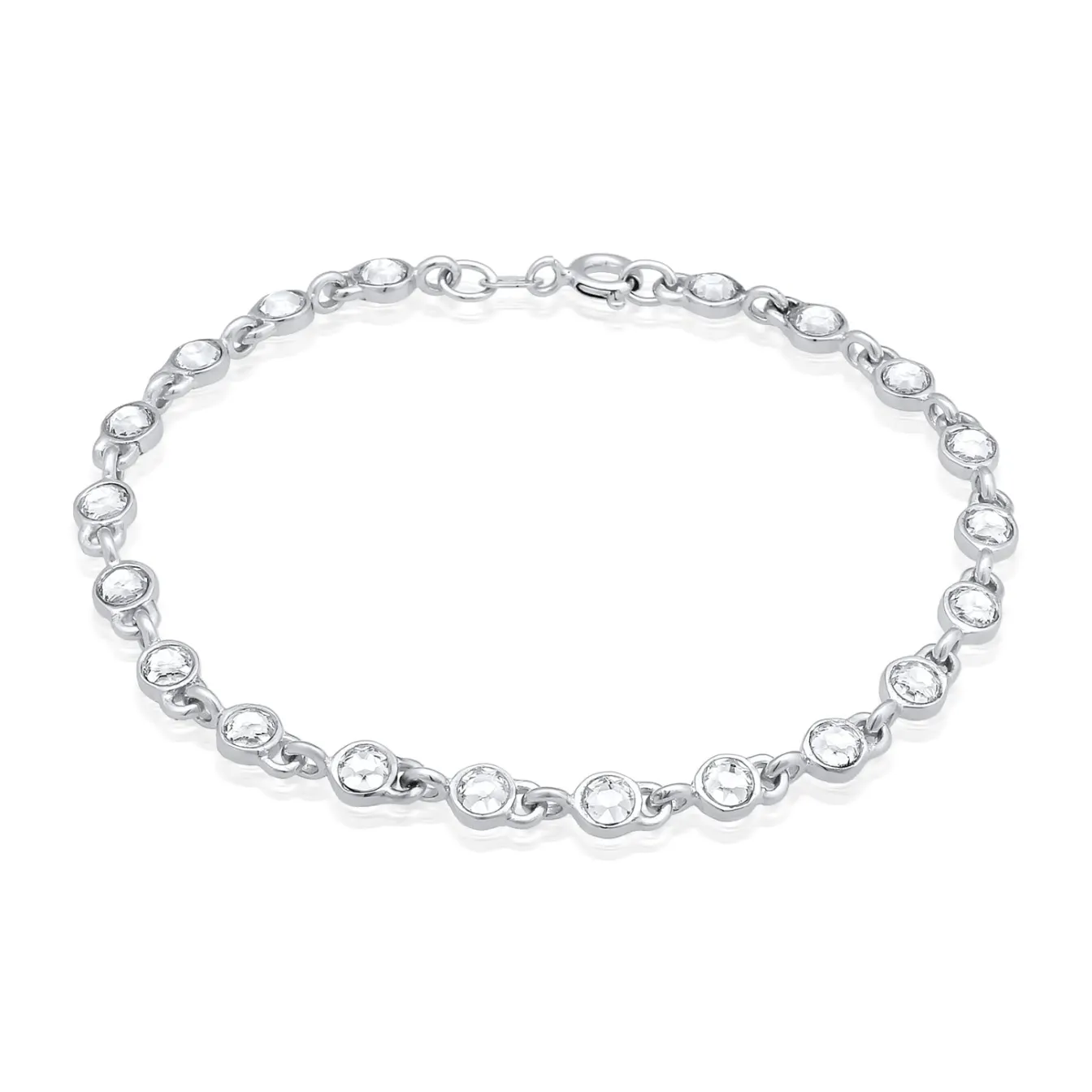 Elli "Tennisarmband Klassisch | Kristalle (Weiß)< Armbänder|Silber