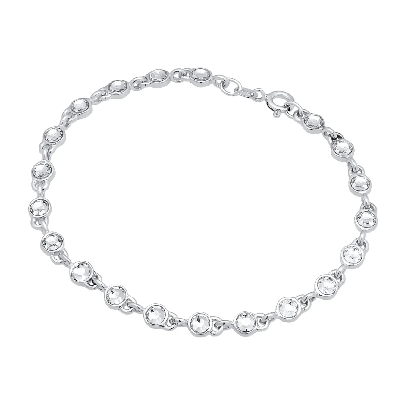 Elli "Tennisarmband Klassisch | Kristalle (Weiß)< Armbänder|Silber