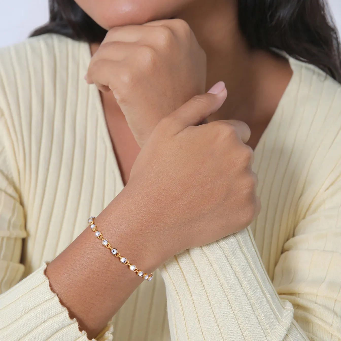 Elli "Tennisarmband Klassisch | Kristalle (Weiß)< Armbänder|Silber