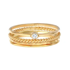 Elli "Topas Solitär Stapelring Gedreht 4er Set 375 Gelb< Ringe|Echtgold