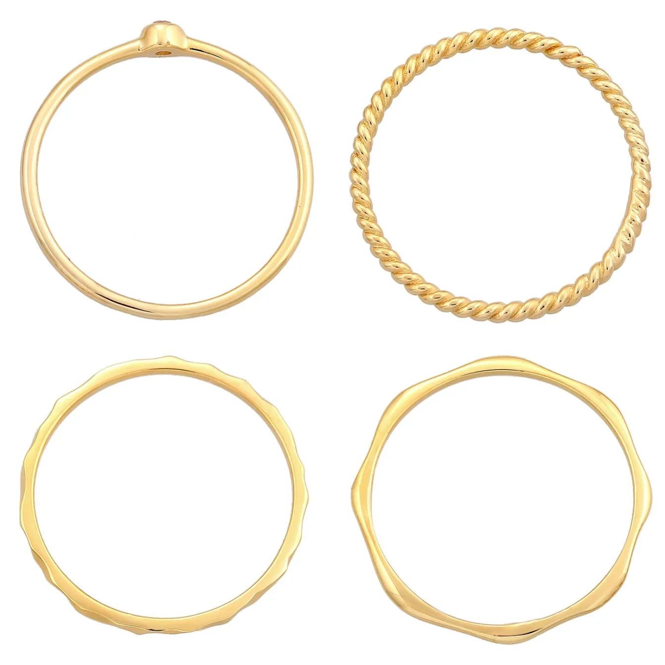 Elli "Topas Solitär Stapelring Gedreht 4er Set 375 Gelb< Ringe|Echtgold