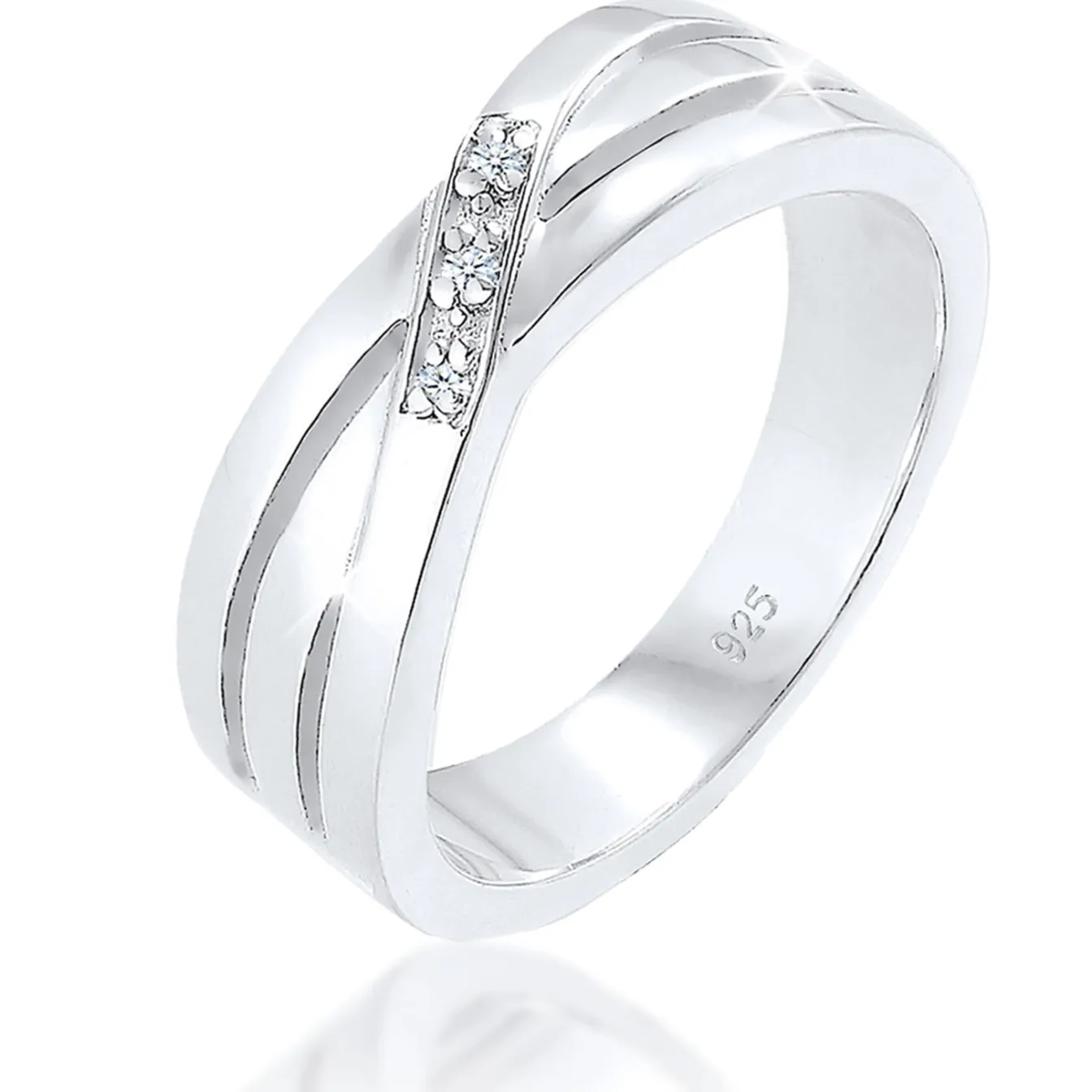 Elli "Verlobungsring | Diamant ( Weiß, 0,015 ct )< Ringe|Silber
