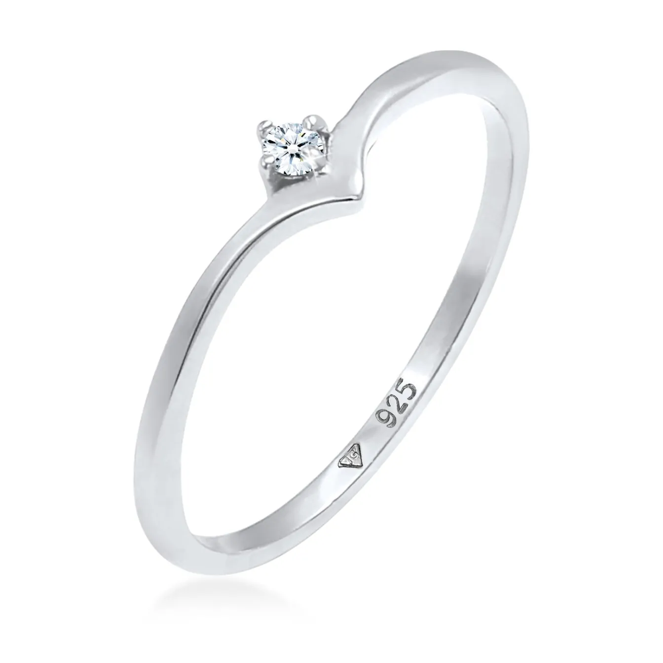 Elli "Verlobungsring | Diamant ( Weiß, 0,03 ct )< Ringe|Silber