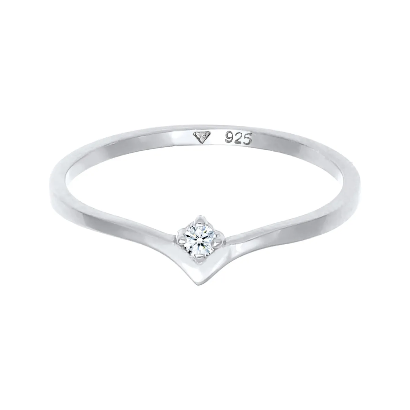 Elli "Verlobungsring | Diamant ( Weiß, 0,03 ct )< Ringe|Silber