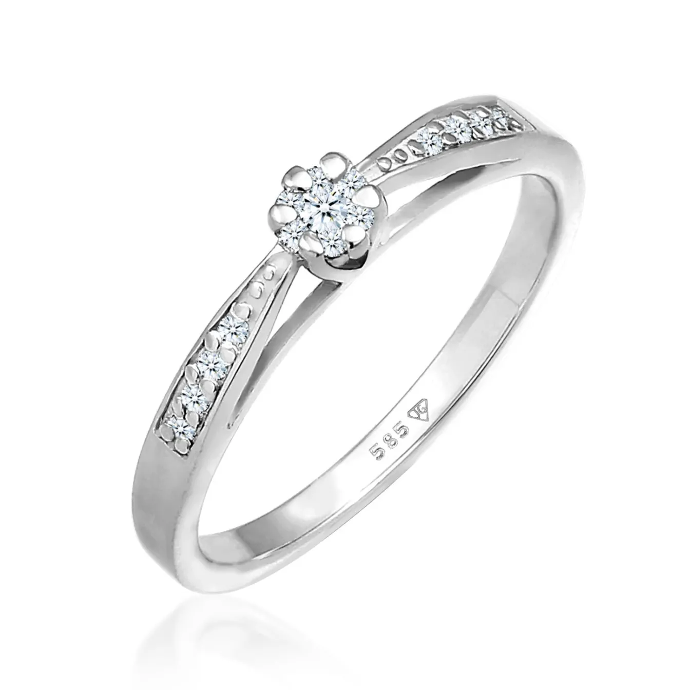 Elli "Verlobungsring | Diamant ( Weiß, 0,085 ct )< Weissgold|Letzte Chance