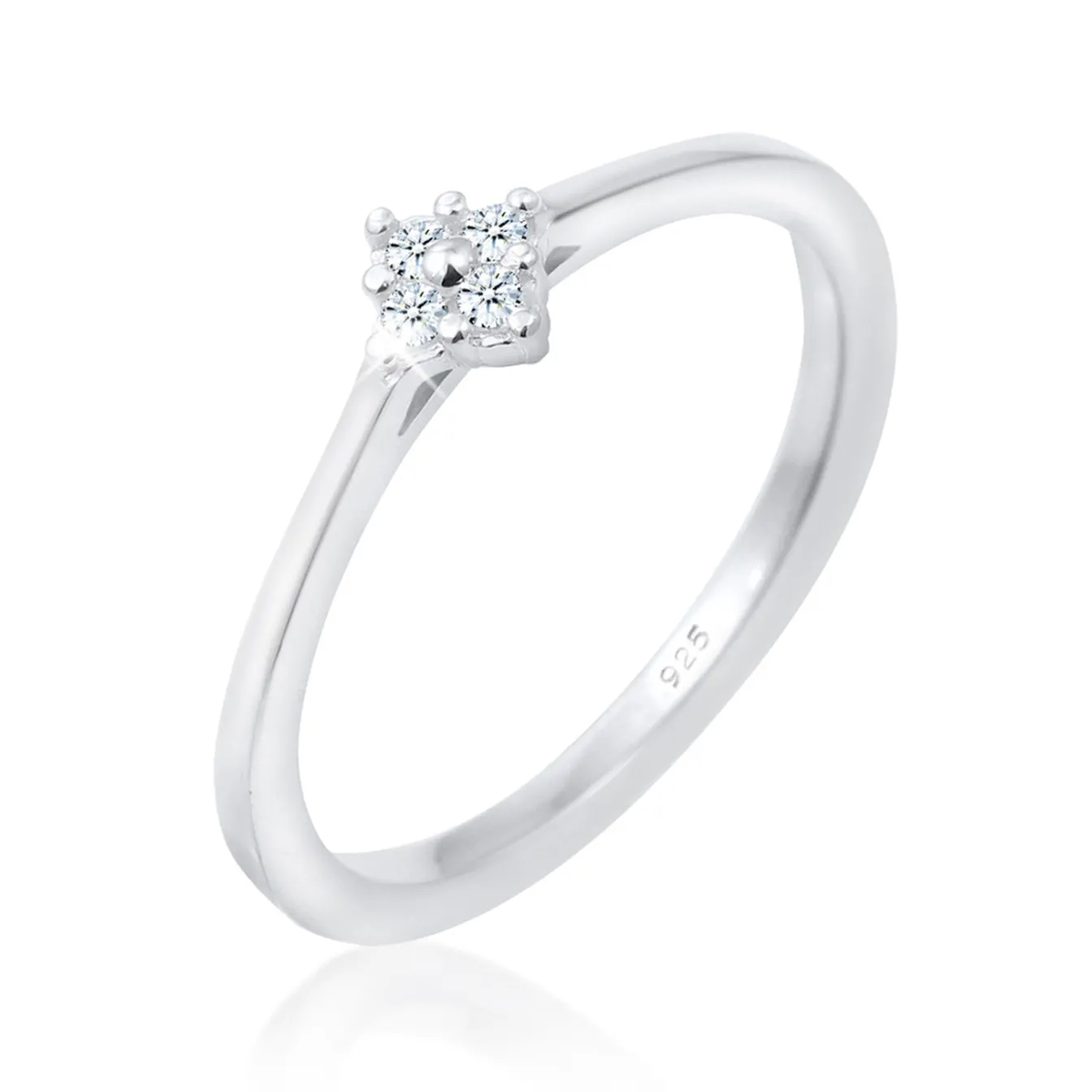 Elli "Verlobungsring | Diamant ( Weiß, 0,06 ct )< Ringe|Silber