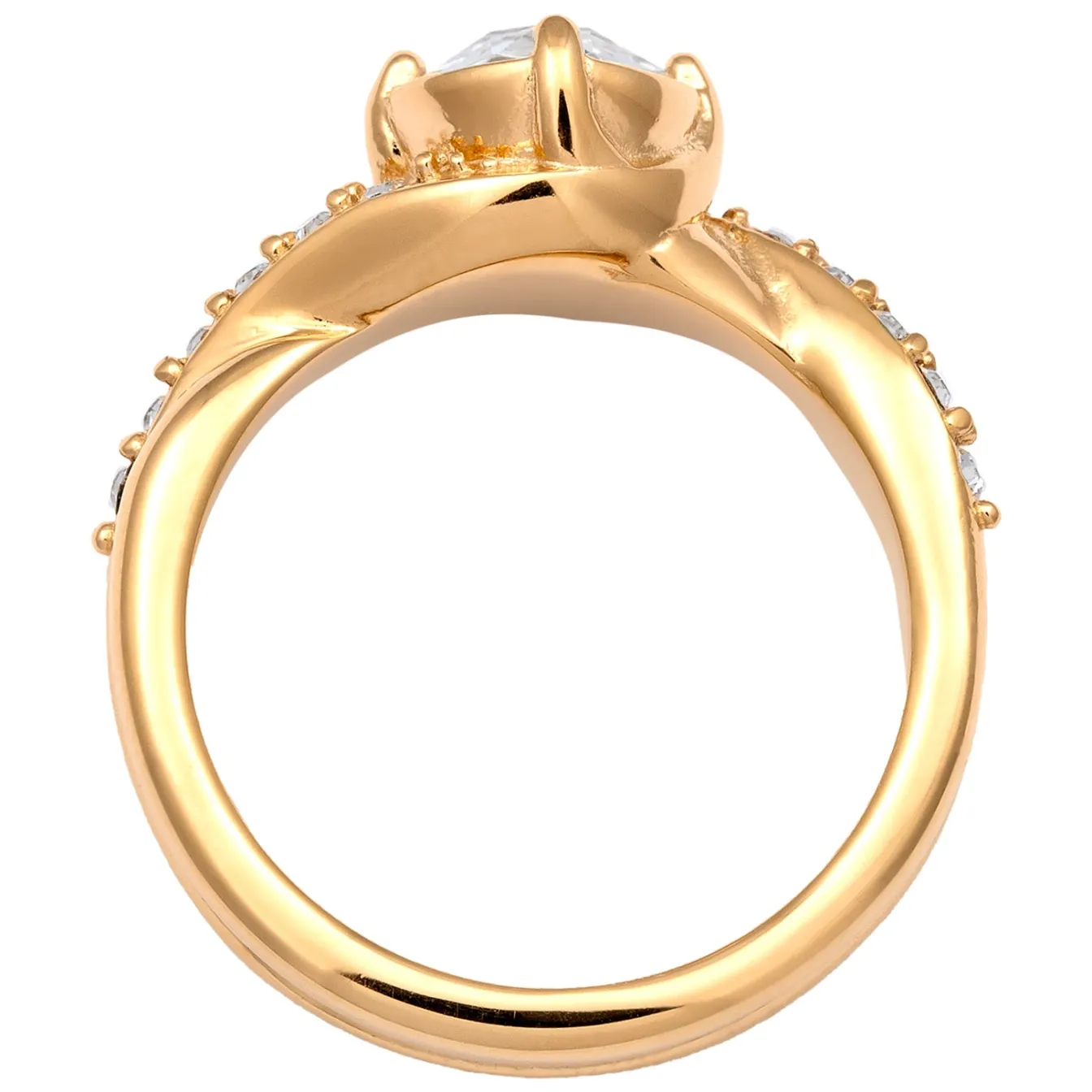 Elli "Verlobungsring | Glas Kristalle (Weiß)< Vergoldet|Ringe
