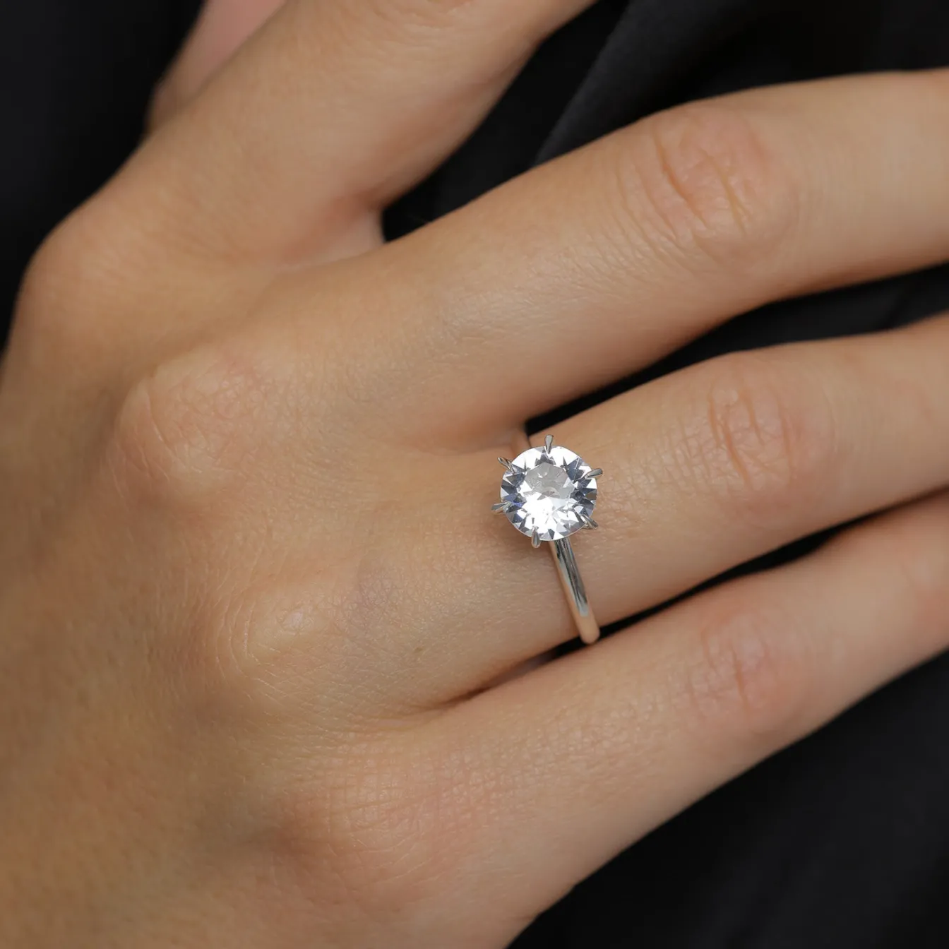 Elli "Verlobungsring | Kristall ( Weiß )< Silber|Roségold