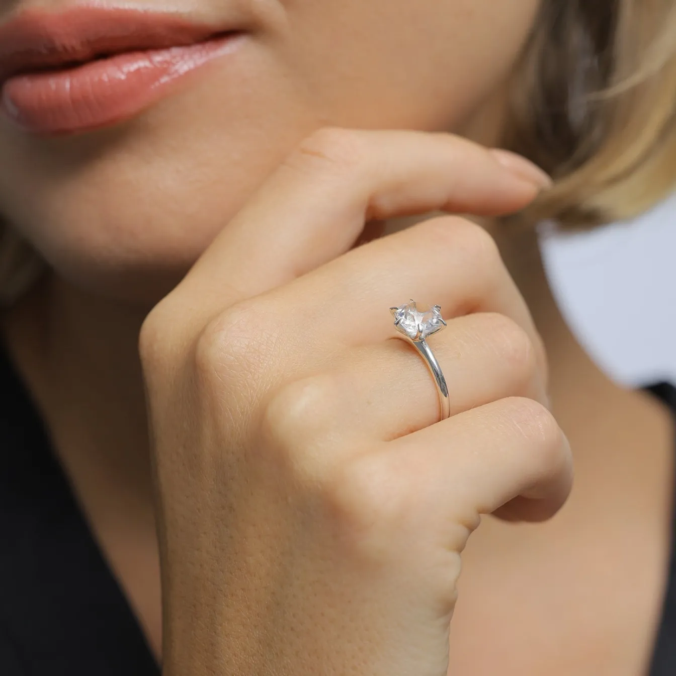Elli "Verlobungsring | Kristall ( Weiß )< Silber|Roségold