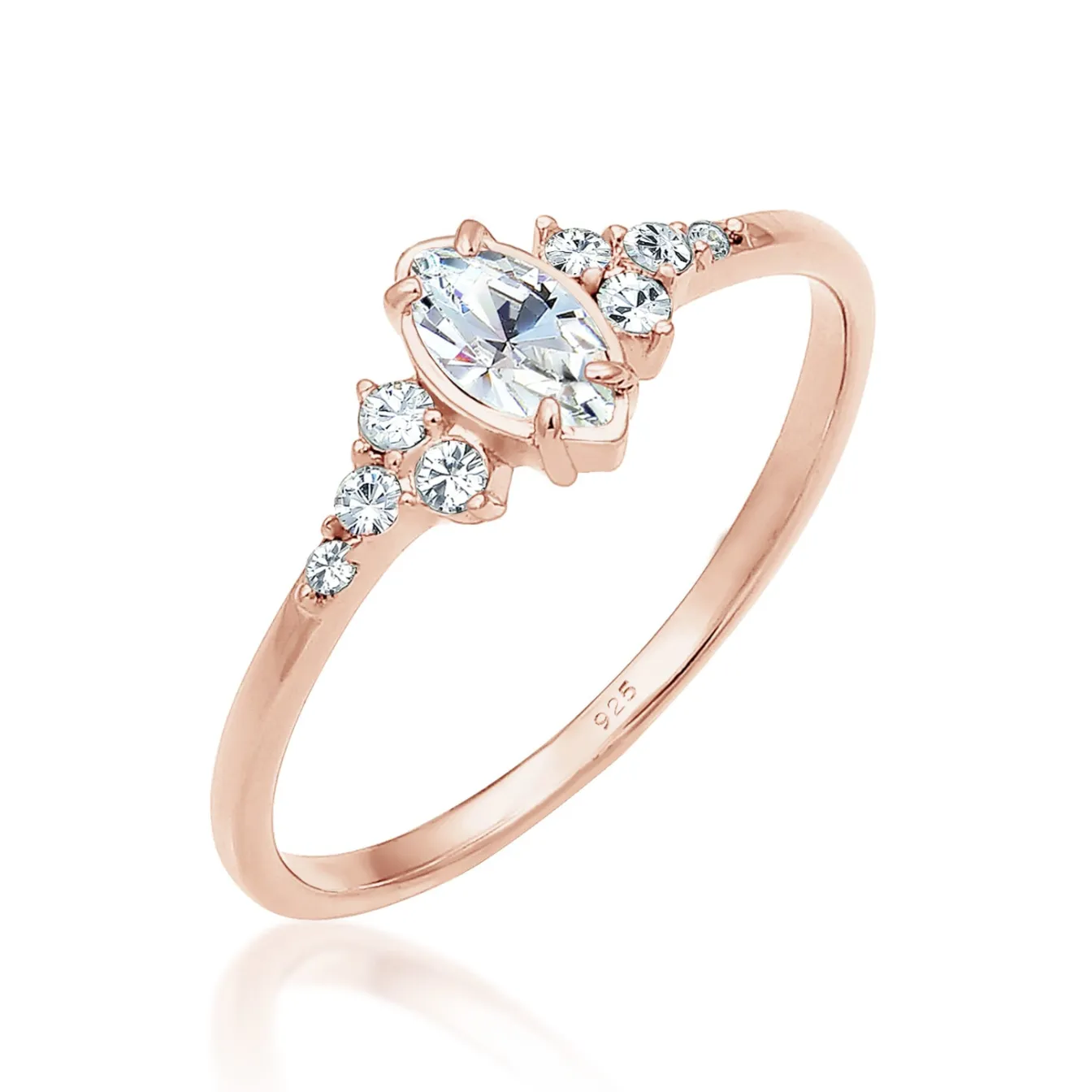 Elli "Verlobungsring | Kristall (Weiß)< Silber|Roségold
