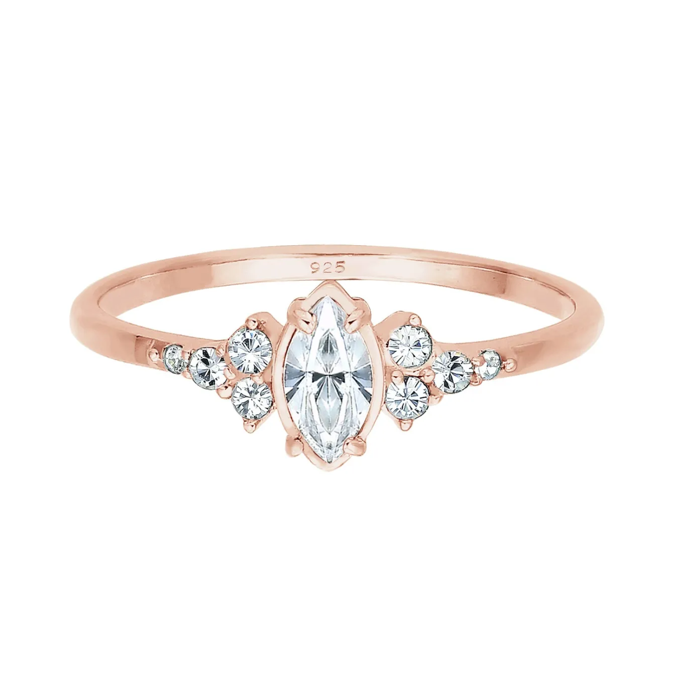 Elli "Verlobungsring | Kristall (Weiß)< Silber|Roségold