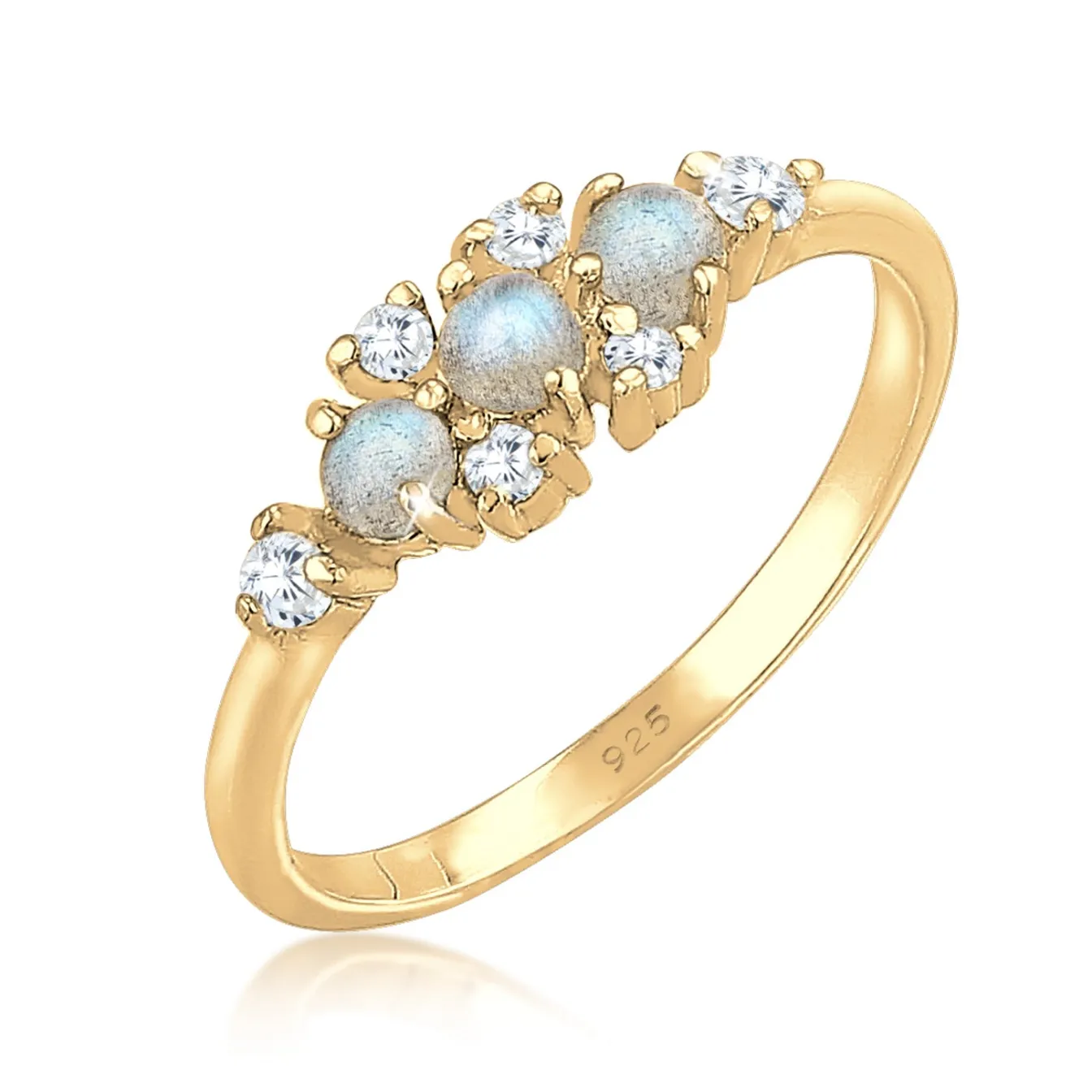 Elli "Verlobungsring | Labradorit ( Grau )< Ringe|Vergoldet