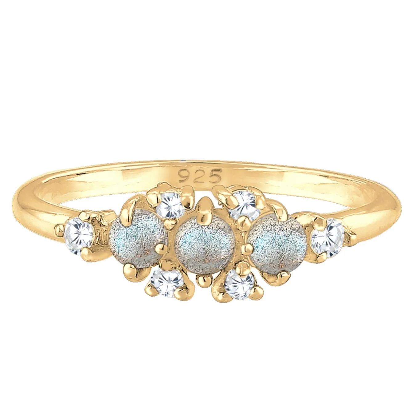 Elli "Verlobungsring | Labradorit ( Grau )< Ringe|Vergoldet