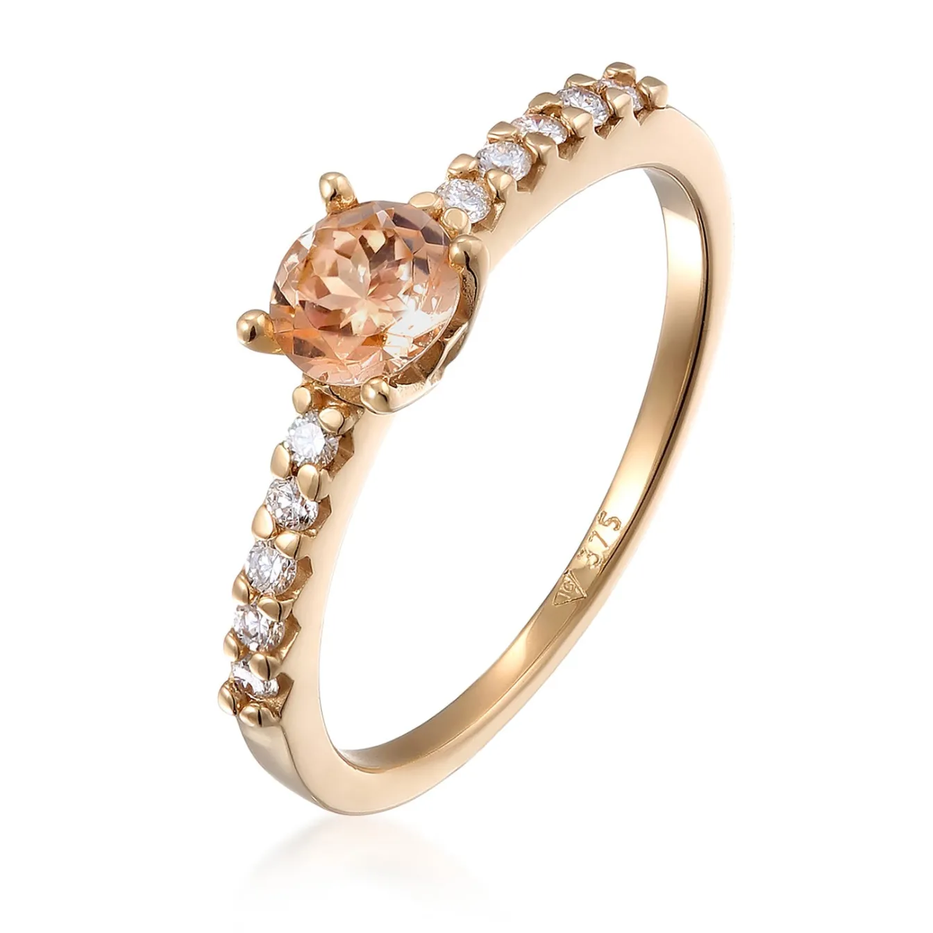 Elli "Verlobungsring | Morganit (Pfirsich), Diamanten (0.04 ct)< Diamanten|Ringe
