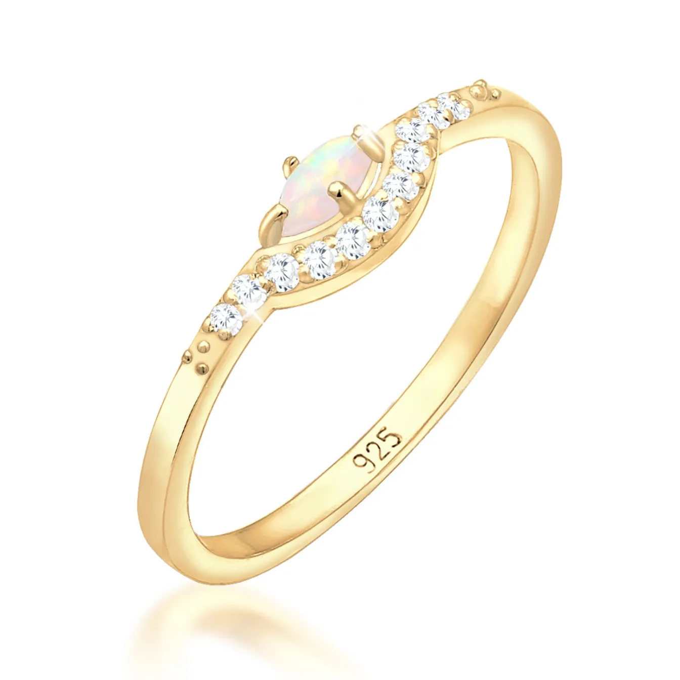 Elli "Verlobungsring | Opal ( Weiß )< Roségold|Ringe