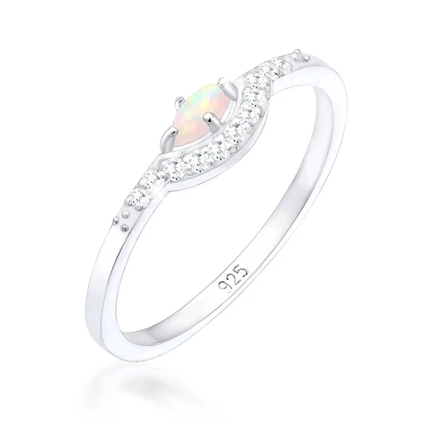 Elli "Verlobungsring | Opal ( Weiß )< Roségold|Ringe