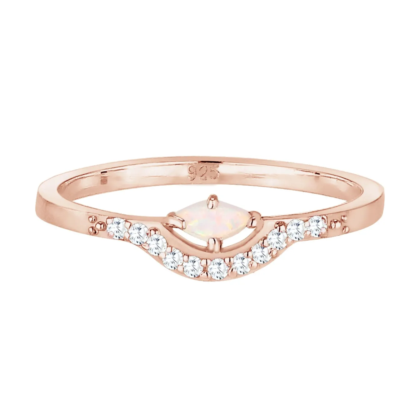 Elli "Verlobungsring | Opal ( Weiß )< Roségold|Ringe
