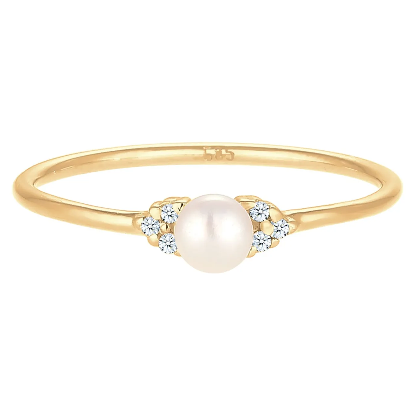 Elli "Verlobungsring | Süßwasserperle, Diamant ( Weiß, 0,03 ct )< Hochzeit|Perlen