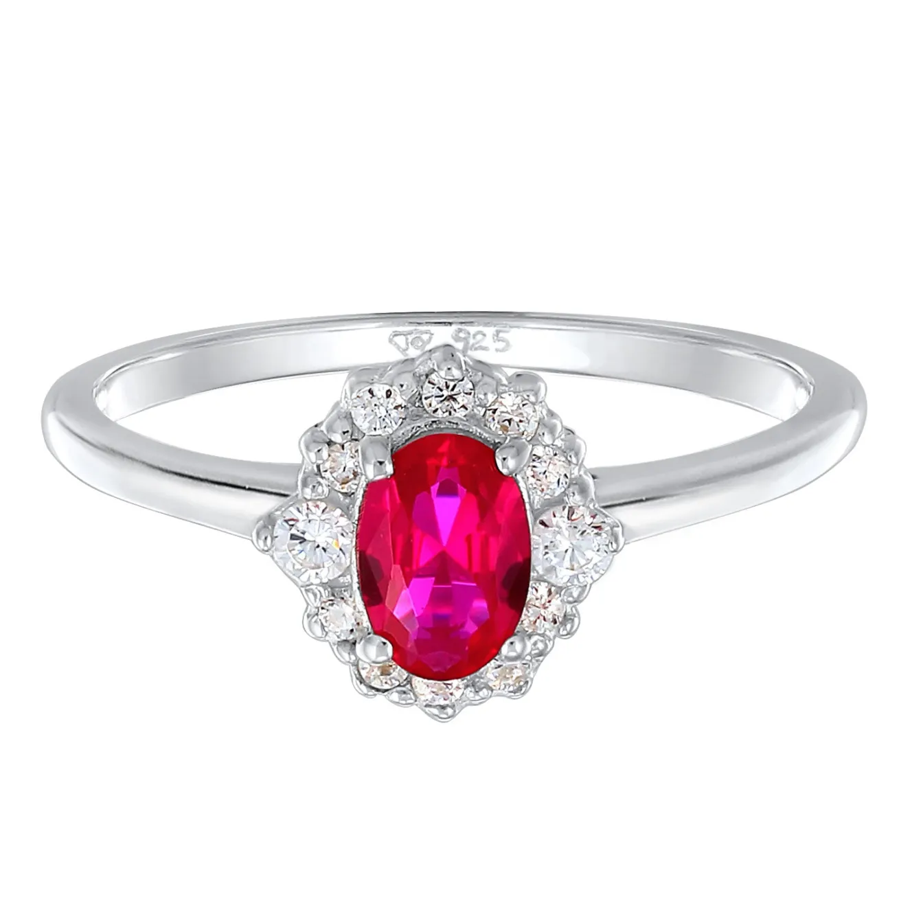 Elli "Verlobungsring | Synth. Rubin (Rot)< Ringe|Silber
