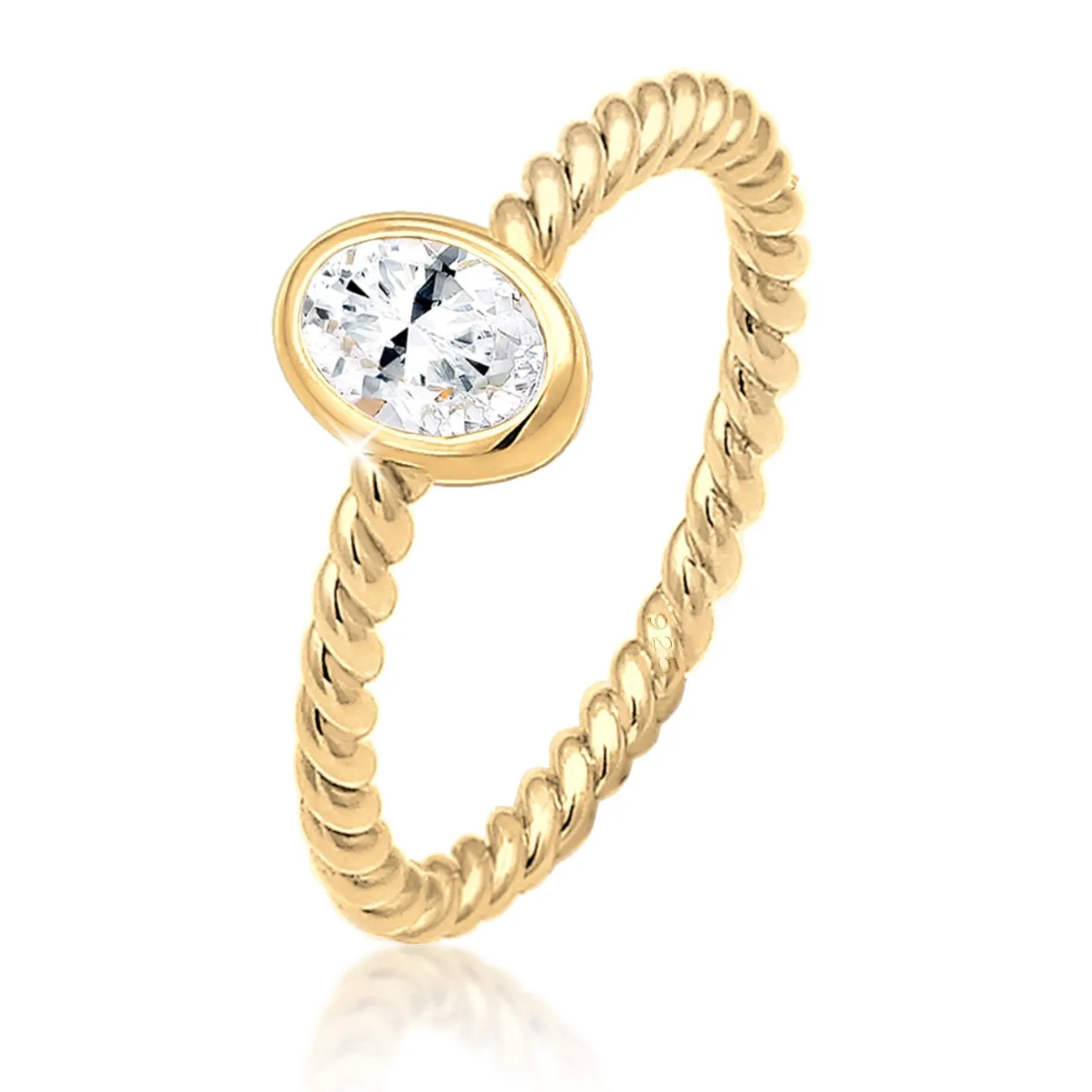 Elli "Verlobungsring | Topas ( Weiß )< Ringe|Vergoldet