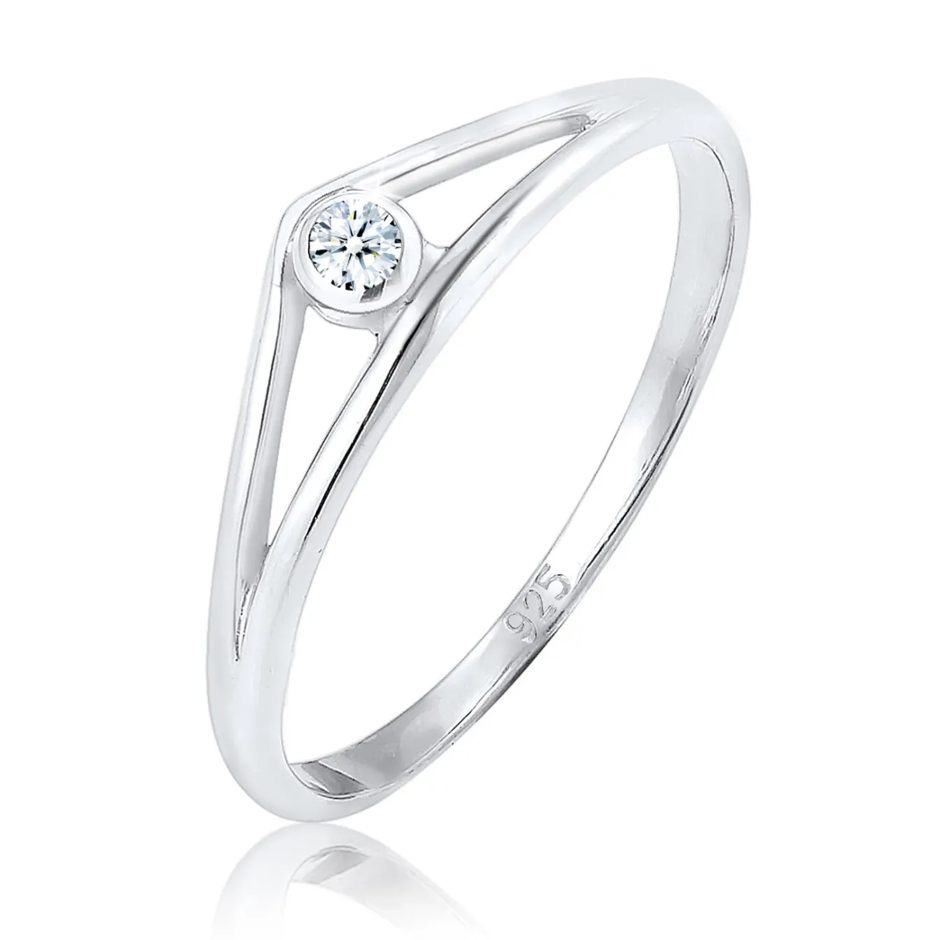 Elli "Verlobungsring Geo | Diamant ( Weiß, 0,03 ct )< Ringe|Silber