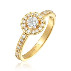 Elli "Verlobungsring Glamourös | Zirkonia (Weiß)< Ringe|Vergoldet