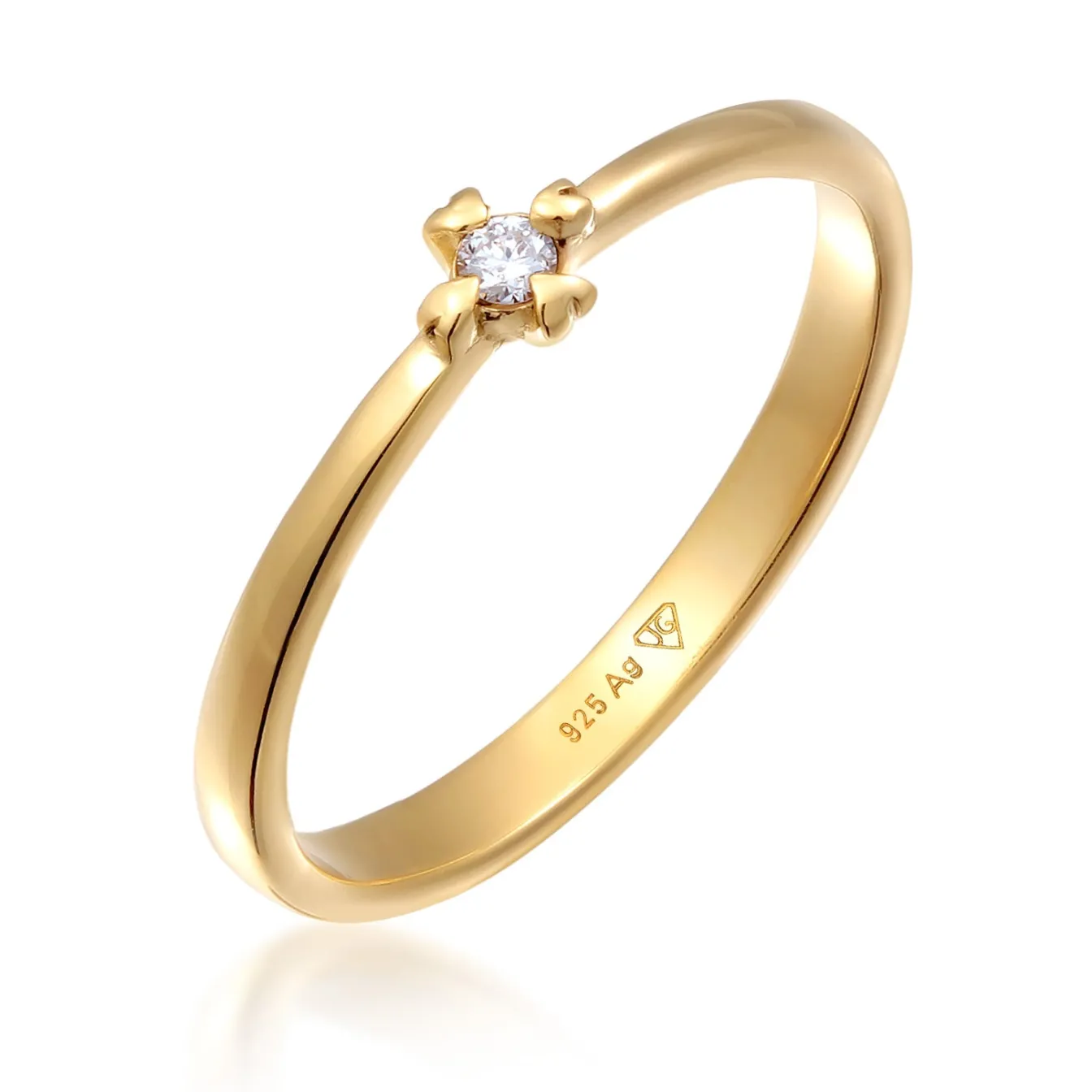 Elli "Verlobungsring Herz | Diamant ( Weiß, 0,03 ct )< Symbol-schmuck|Herz-schmuck