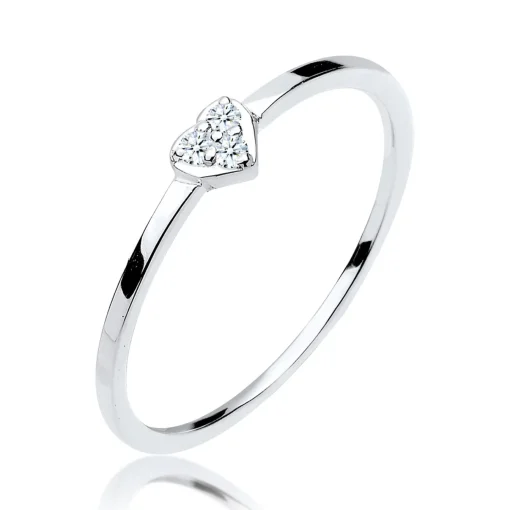 Elli "Verlobungsring Herz | Diamant ( Weiß, 0,045 ct )< Silber