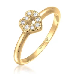 Elli "Verlobungsring Herz | Zirkonia (Weiß)< Vergoldet|Symbol-schmuck